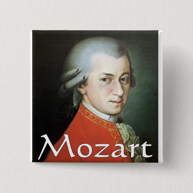 Mozart gifts for music lovers 2 inch square button (Front)