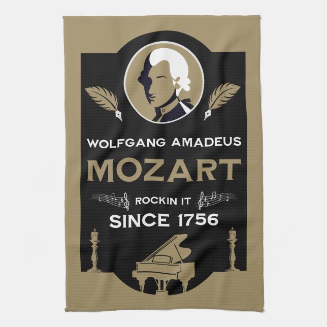 Mozart Music Lover Gift Kitchen Towel (Vertical)