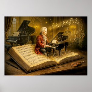 Mozart music scene from classic book poster
