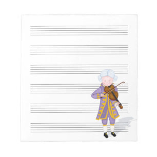Mozart Playing Violin Music Manuscript Paper Notepad
