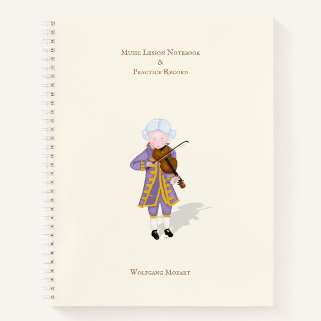 Mozart Playing Violin Personalized Musician's Notebook (Front)