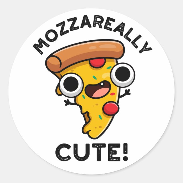 Mozza-really Cute Funny Pizza Pun  Classic Round Sticker (Front)