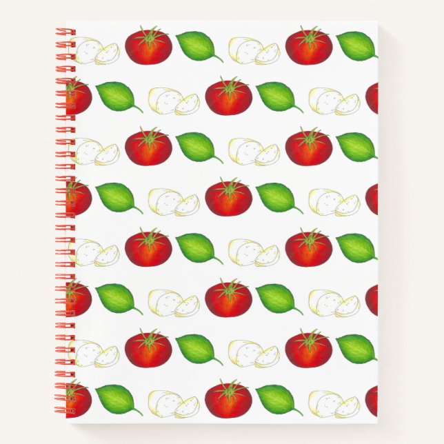 Mozzarella Tomato Basil Italian Kitchen Food Cook Notebook (Front)