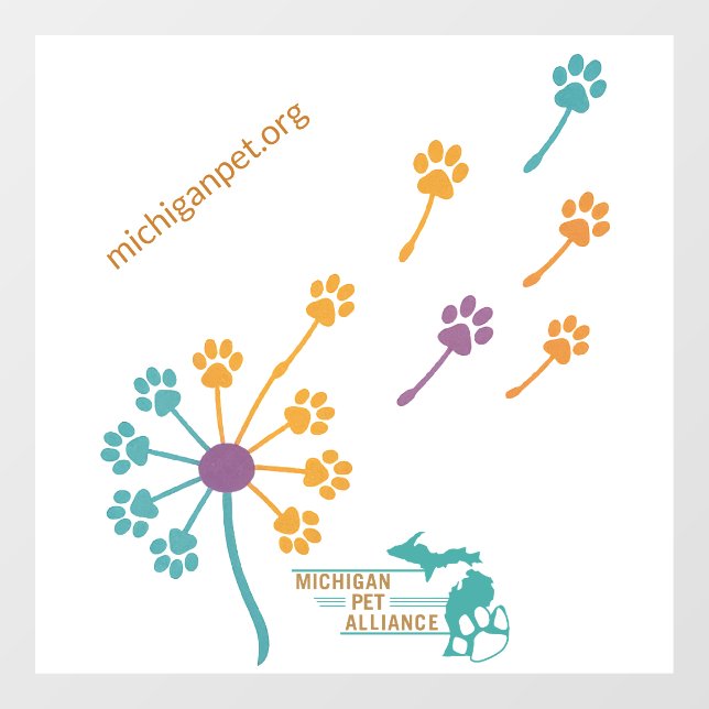 MPA Dandelion Paw Prints Window Clings (Sheet)