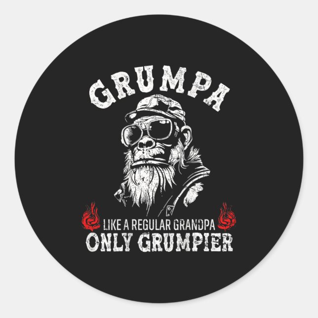 Mpa Like A Regular Grandpa Only Mer Monkey (on Bac Classic Round Sticker (Front)