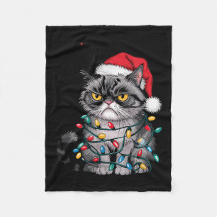 Mpy Christmas Cat Jolly Enough Funny Holiday  Fleece Blanket