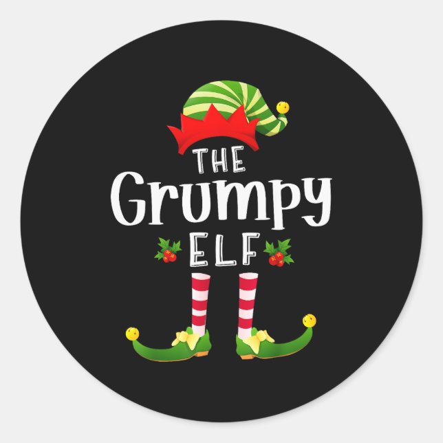 Mpy Christmas Elf Matching Pajama X-mas Party  Classic Round Sticker (Front)