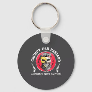 Mpy Old Approach With Caution Beard Skull Barber Keychain