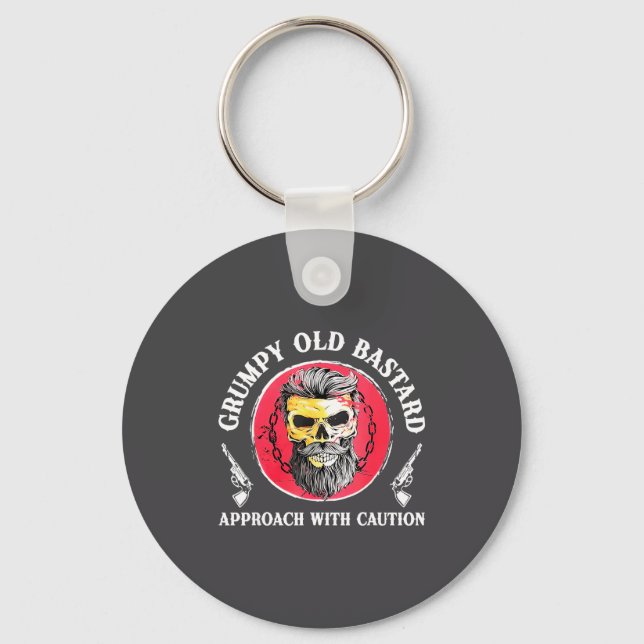 Mpy Old Approach With Caution Beard Skull Barber  Keychain (Front)