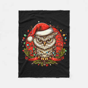 Mpy Owl Christmas Santa Hat Vintage Owl For Men Wo Fleece Blanket