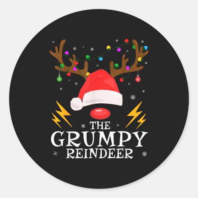 Mpy Reindeer Family Matching Christmas Party Funny Classic Round Sticker (Front)