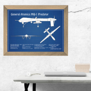MQ-1 Predator  UAV- Airplane Blueprint ABD Photo Print