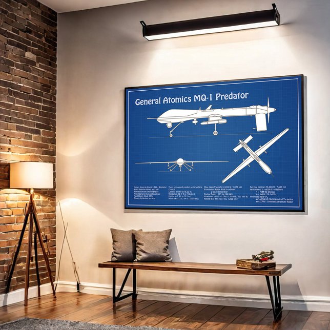 MQ-1 Predator  UAV- Airplane Blueprint ABD Poster (Creator Uploaded)