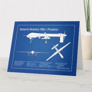 MQ-1 Predator UAV- Airplane Blueprint ABD Thank You Card