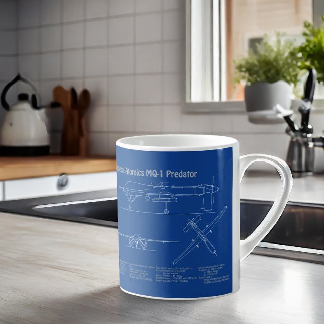 MQ-1 Predator  UAV- Airplane Blueprint AD  Coffee Mug (Creator Uploaded)