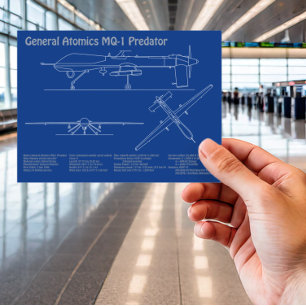 MQ-1 Predator  UAV- Airplane Blueprint AD  Postcard
