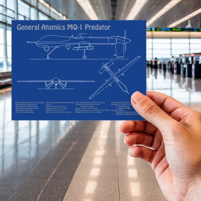 MQ-1 Predator  UAV- Airplane Blueprint AD  Postcard (Creator Uploaded)