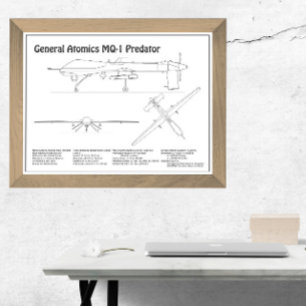 MQ-1 Predator UAV- Airplane Blueprint BD Photo Print