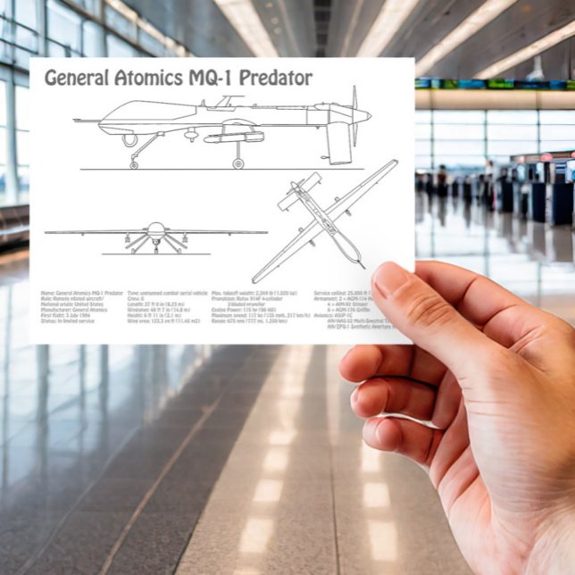 MQ-1 Predator  UAV- Airplane Blueprint BD  Postcard (Creator Uploaded)