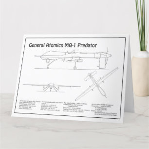 MQ-1 Predator  UAV- Airplane Blueprint BD  Thank You Card