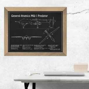 MQ-1 Predator  UAV- Airplane Blueprint PD  Photo Print