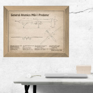 MQ-1 Predator  UAV- Airplane Blueprint SD  Photo Print