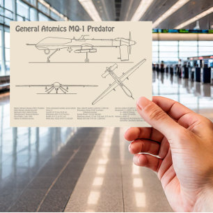 MQ-1 Predator UAV- Airplane Blueprint SD Postcard