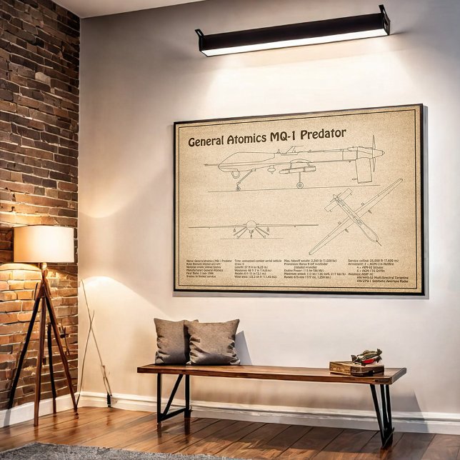 MQ-1 Predator  UAV- Airplane Blueprint SD  Poster (Creator Uploaded)