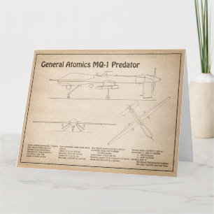 MQ-1 Predator  UAV- Airplane Blueprint SD  Thank You Card