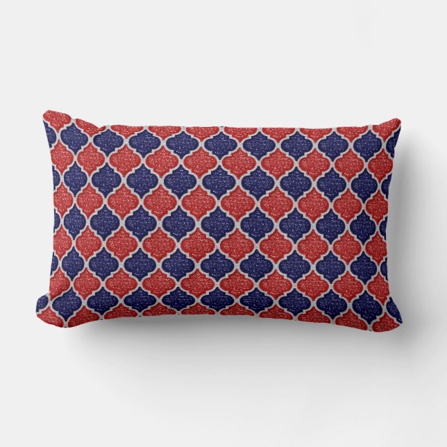 MQF Sequins-Red-White-Dark Blue-LUMBAR PILLOW (Front)