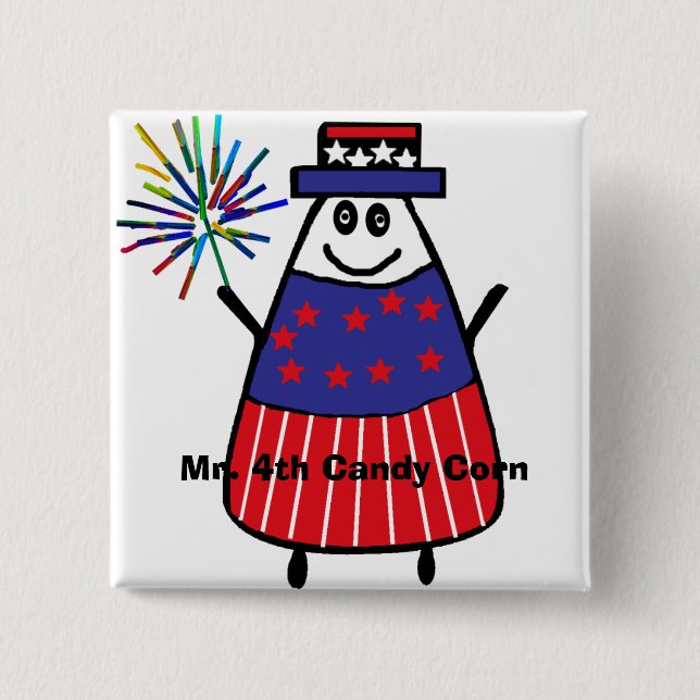 Mr. 4th Candy Corn 2 Inch Square Button (Front)