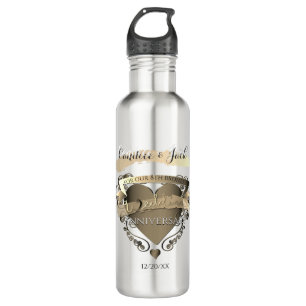 Mr."8th Bronze Wedding Anniversary" 3DHeartEmblem 710 Ml Water Bottle