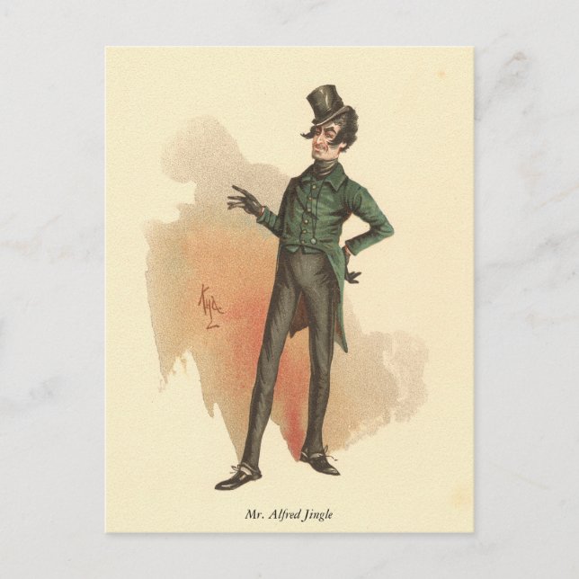 Mr. Alfred Jingle from The Pickwick Papers Postcard (Front)