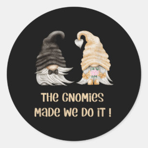 Mr & Mrs Gnome For Funny Gardener Wedding - Br Classic Round Sticker