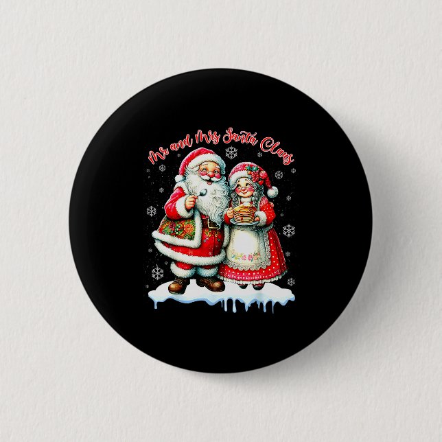 Mr &amp; Mrs Santa Claus Christmas Matching Couple 2 Inch Round Button (Front)