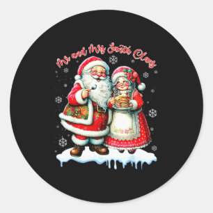 Mr & Mrs Santa Claus Christmas Matching Couple Classic Round Sticker
