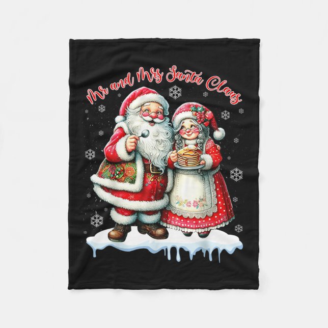 Mr &amp; Mrs Santa Claus Christmas Matching Couple Fleece Blanket (Front)