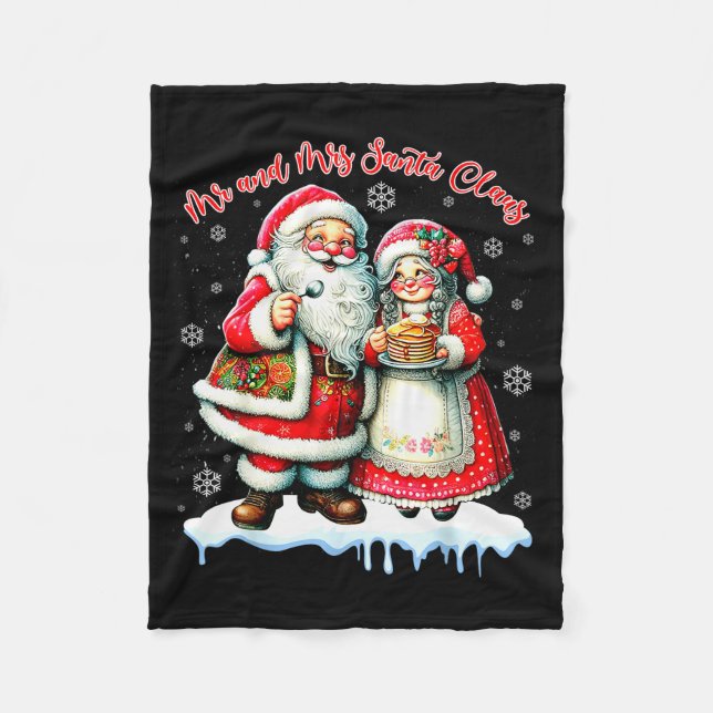 Mr &amp; Mrs Santa Claus Christmas Matching Couple Fleece Blanket (Front)