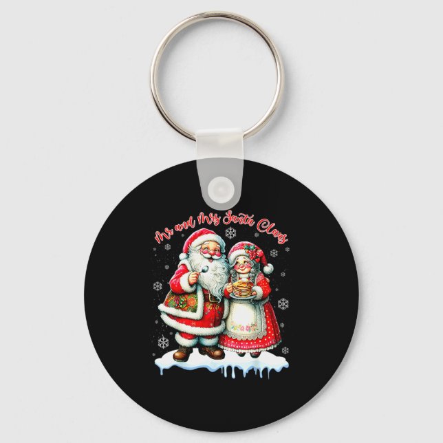Mr &amp; Mrs Santa Claus Christmas Matching Couple Keychain (Front)