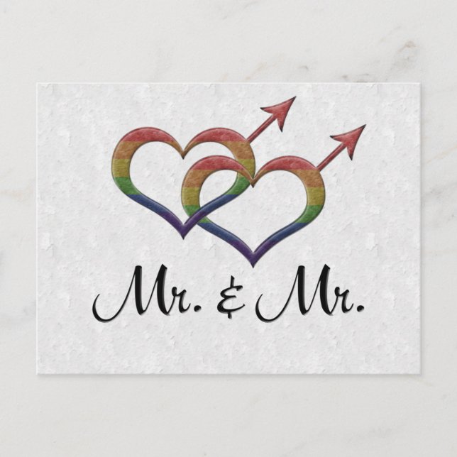 Mr. and Mr. Gay Pride Interlinking Gender Symbols Postcard (Front)