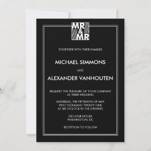 Mr and Mr modern wedding invitations