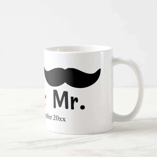 Mr And Mr Moustache Gay Wedding Customizable Coffee Mug (Right)
