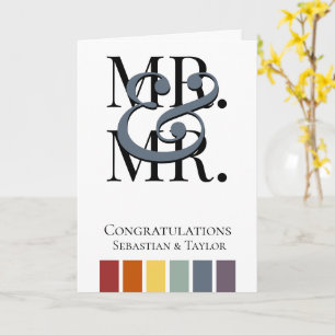 Mr and Mr Rainbow Gay Wedding Congratulations Card