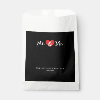 Mr and Mr Red Heart Wedding Personalized Favour Bag