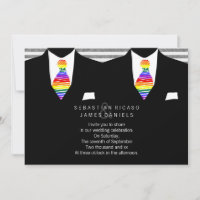 Mr and Mr Suit and Rainbow Tie Gay Wedding