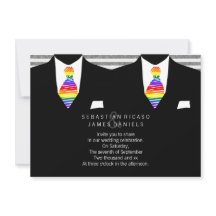 Mr and Mr Suit and Rainbow Tie Gay Wedding