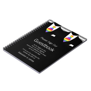 Mr and Mr Suit and Rainbow Tie Guestbook Notebook