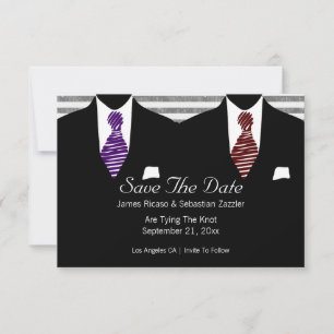 Mr and Mr Suit and Tie Gay Save The Date Wedding