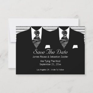 Mr and Mr Suit and Tie Gay Save The Date Wedding