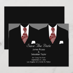 Mr and Mr Suit and Tie Gay Save The Date Wedding